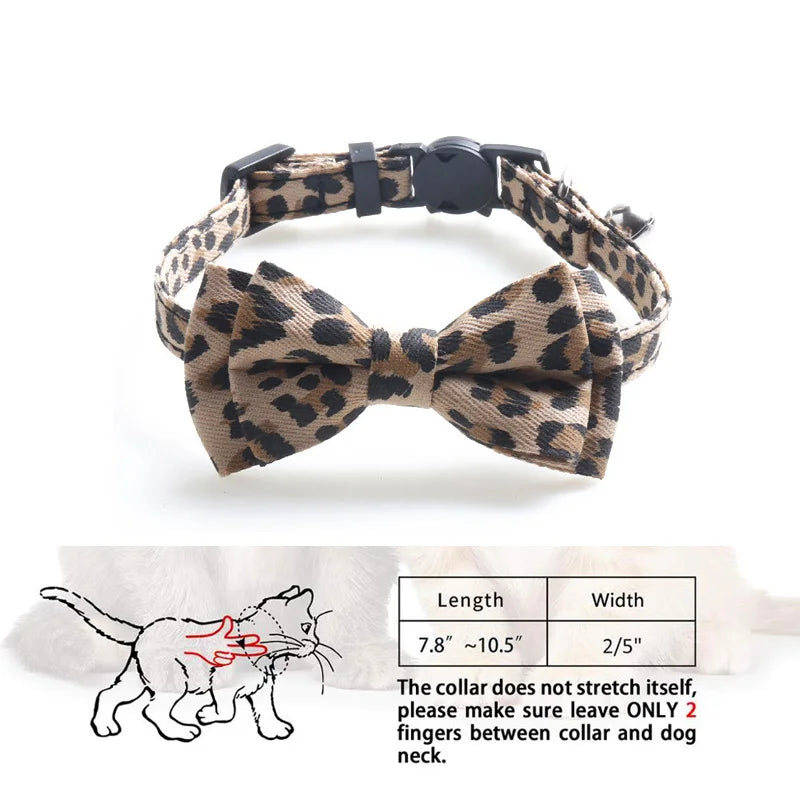 Leopard Print Bow Collar - Three Different Colors
