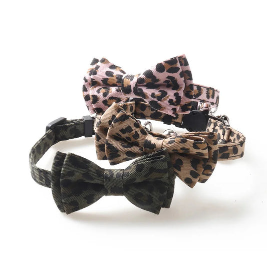 Leopard Print Bow Collar - Three Different Colors